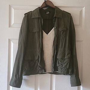 J. Crew light over coat, olive green